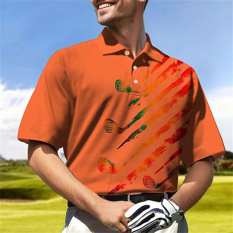 New Golf Harajuku Polo Collar Short sleeved Sweatshirt Men's Polo Shirt Summer Comfortable and Breathable Casual Street Clothing - Slobuy