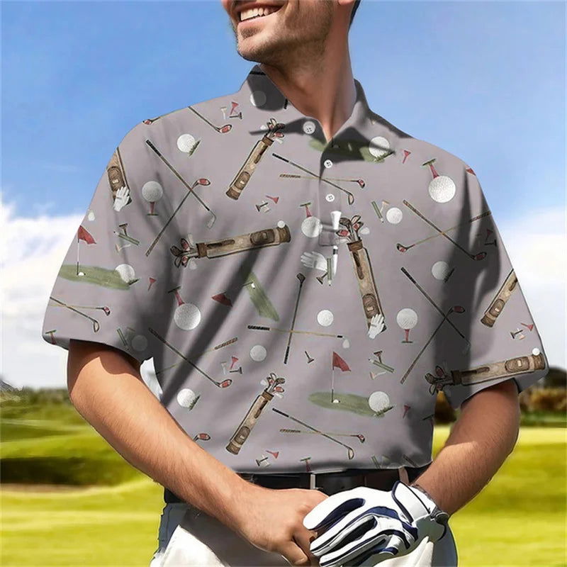 New Golf Harajuku Polo Collar Short sleeved Sweatshirt Men's Polo Shirt Summer Comfortable and Breathable Casual Street Clothing - Slobuy