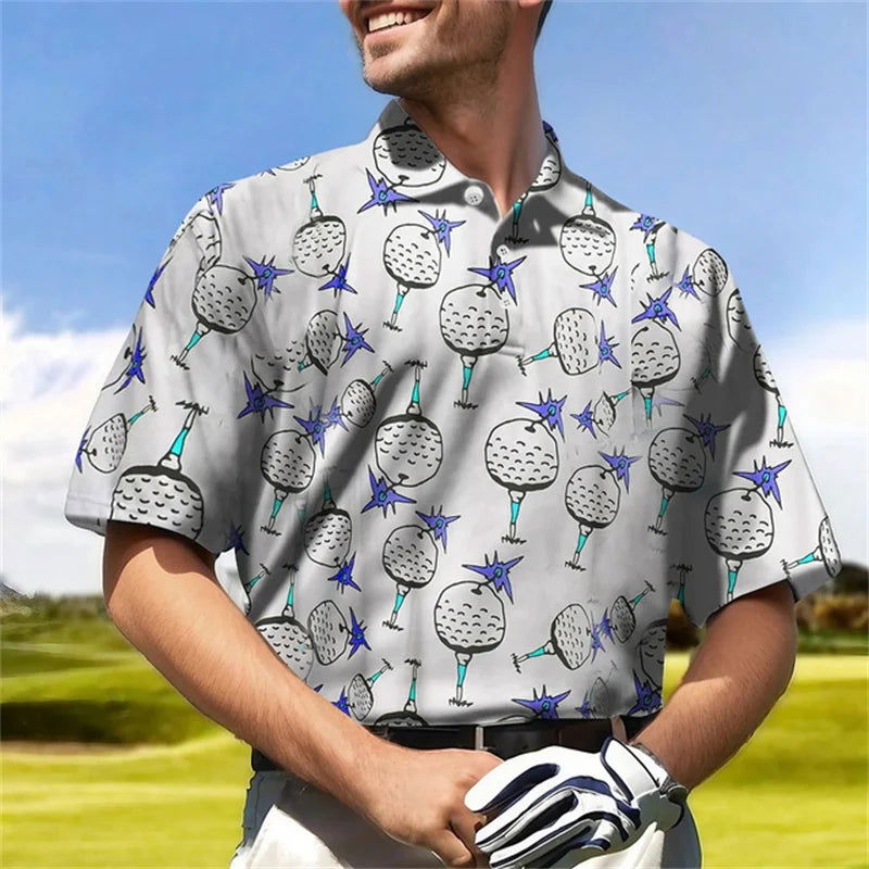 New Golf Harajuku Polo Collar Short sleeved Sweatshirt Men's Polo Shirt Summer Comfortable and Breathable Casual Street Clothing - Slobuy