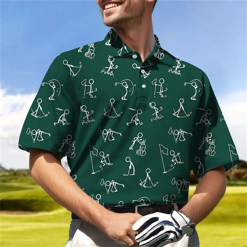 New Golf Harajuku Polo Collar Short sleeved Sweatshirt Men's Polo Shirt Summer Comfortable and Breathable Casual Street Clothing - Slobuy