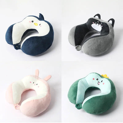 New Hump Cartoon U-shaped Pillow Pp Cotton Crystal Velvet Embroidery U-shaped Pillow Car Neck Pillow Office Nap Neck Pillow - Slobuy