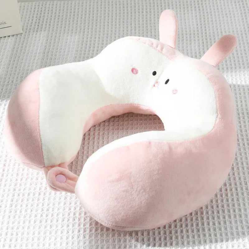 New Hump Cartoon U-shaped Pillow Pp Cotton Crystal Velvet Embroidery U-shaped Pillow Car Neck Pillow Office Nap Neck Pillow - Slobuy
