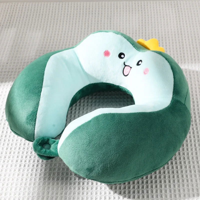 New Hump Cartoon U-shaped Pillow Pp Cotton Crystal Velvet Embroidery U-shaped Pillow Car Neck Pillow Office Nap Neck Pillow - Slobuy
