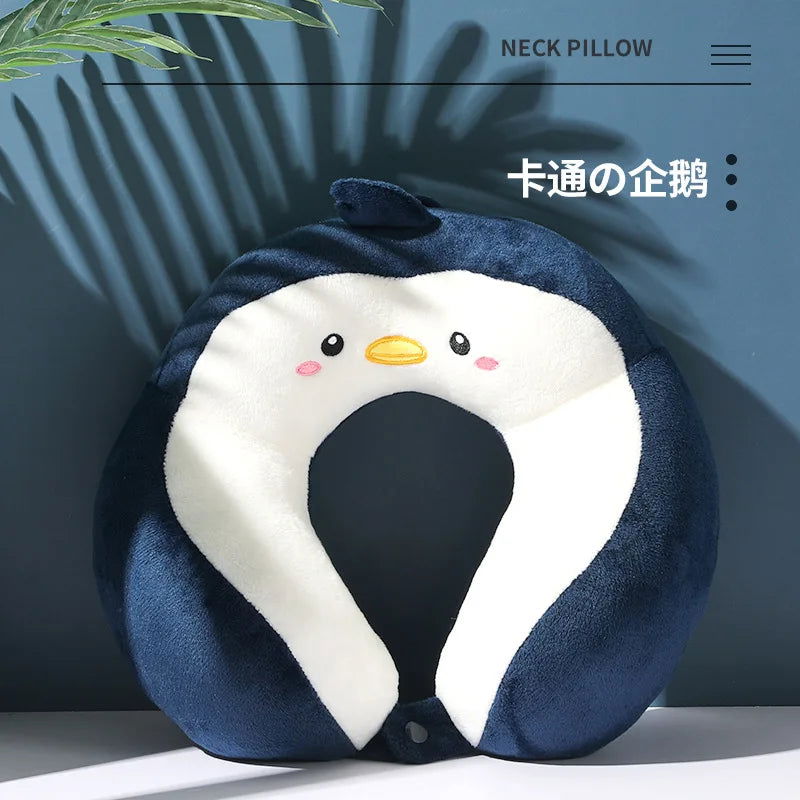 New Hump Cartoon U-shaped Pillow Pp Cotton Crystal Velvet Embroidery U-shaped Pillow Car Neck Pillow Office Nap Neck Pillow - Slobuy