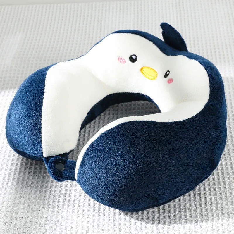 New Hump Cartoon U-shaped Pillow Pp Cotton Crystal Velvet Embroidery U-shaped Pillow Car Neck Pillow Office Nap Neck Pillow - Slobuy