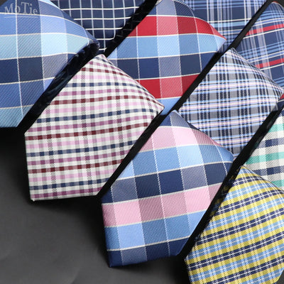 New Jacquard Woven Neck Tie For Men Classic Plaid Ties Polyester Necktie Wedding Business Party Formal Neck Suit Tie Accessories - Slobuy