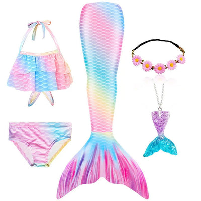 New Kids The Little Mermaid Tails Children Memaid Swimsuit Bikini Bathing Suit Halloween Costume Girll Can add Monofin For Pool - Slobuy