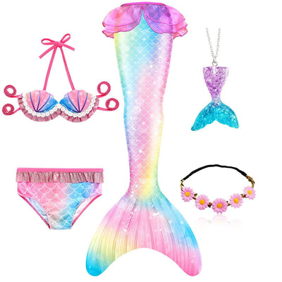 New Kids The Little Mermaid Tails Children Memaid Swimsuit Bikini Bathing Suit Halloween Costume Girll Can add Monofin For Pool - Slobuy