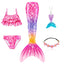 New Kids The Little Mermaid Tails Children Memaid Swimsuit Bikini Bathing Suit Halloween Costume Girll Can add Monofin For Pool - Slobuy