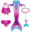 New Kids The Little Mermaid Tails Children Memaid Swimsuit Bikini Bathing Suit Halloween Costume Girll Can add Monofin For Pool - Slobuy