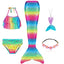 New Kids The Little Mermaid Tails Children Memaid Swimsuit Bikini Bathing Suit Halloween Costume Girll Can add Monofin For Pool - Slobuy