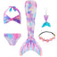 New Kids The Little Mermaid Tails Children Memaid Swimsuit Bikini Bathing Suit Halloween Costume Girll Can add Monofin For Pool - Slobuy