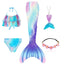 New Kids The Little Mermaid Tails Children Memaid Swimsuit Bikini Bathing Suit Halloween Costume Girll Can add Monofin For Pool - Slobuy