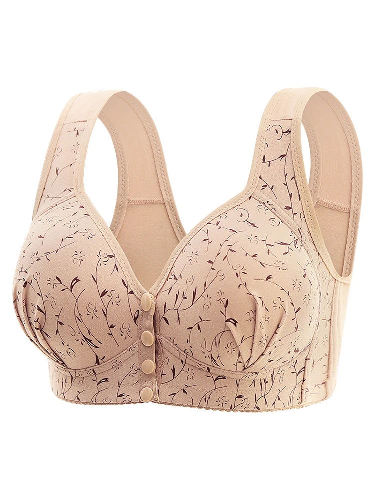 New Large-sized Pregnant Women's Breastfeeding Bra Comfortable Traceless Front Buckle Fixed Cup Thin Vest Style Underwear - Slobuy