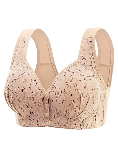 New Large-sized Pregnant Women's Breastfeeding Bra Comfortable Traceless Front Buckle Fixed Cup Thin Vest Style Underwear - Slobuy