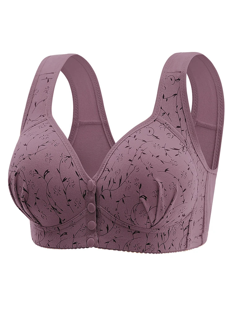 New Large-sized Pregnant Women's Breastfeeding Bra Comfortable Traceless Front Buckle Fixed Cup Thin Vest Style Underwear - Slobuy
