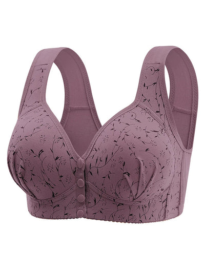 New Large-sized Pregnant Women's Breastfeeding Bra Comfortable Traceless Front Buckle Fixed Cup Thin Vest Style Underwear - Slobuy