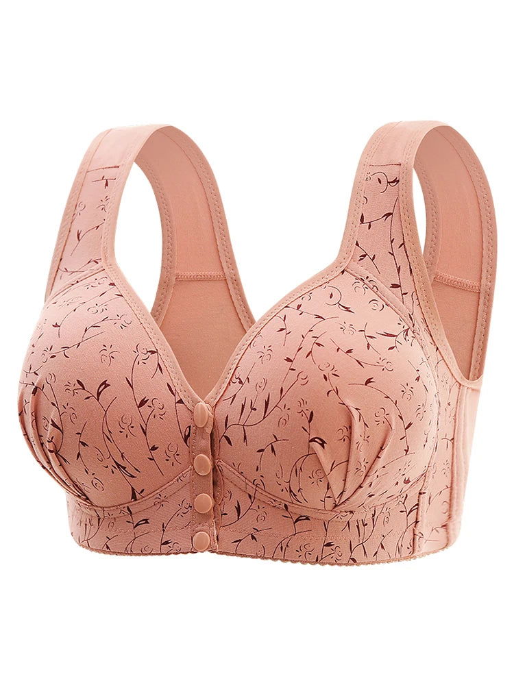 New Large-sized Pregnant Women's Breastfeeding Bra Comfortable Traceless Front Buckle Fixed Cup Thin Vest Style Underwear - Slobuy