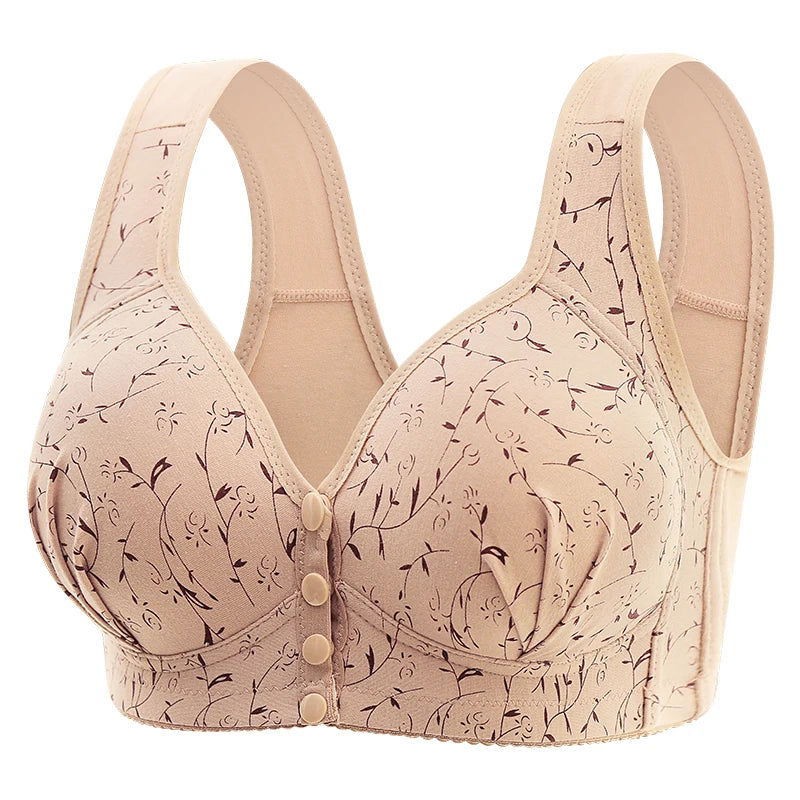 New Large-sized Pregnant Women's Breastfeeding Bra Comfortable Traceless Front Buckle Fixed Cup Thin Vest Style Underwear - Slobuy