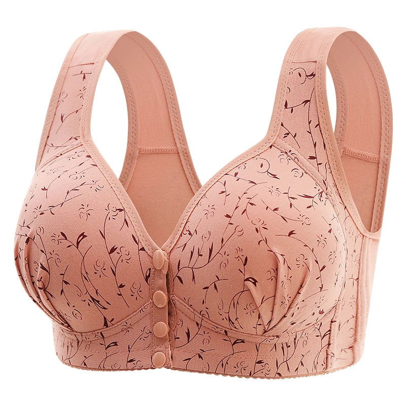New Large-sized Pregnant Women's Breastfeeding Bra Comfortable Traceless Front Buckle Fixed Cup Thin Vest Style Underwear - Slobuy