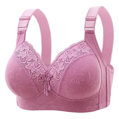 New Large Luxury Lace  Without Steel Ring Bra Side Fold Side Breast Large Breast Display Small Adjustment Shaped Mom's Underwear - Slobuy