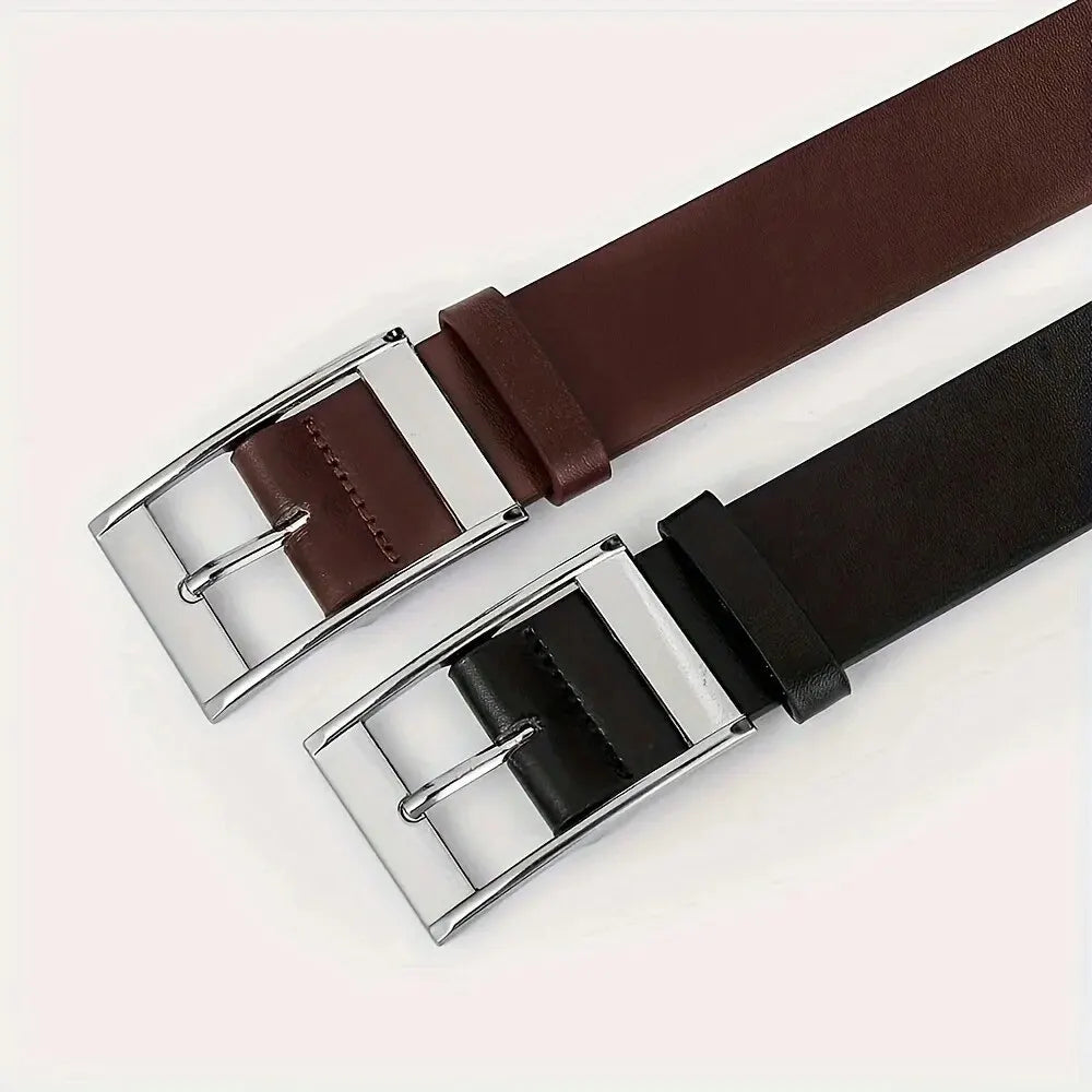 New Luxury Belt for Men PU Leather Belt Metal Pin Buckle High Quality Famous Brand Designer Waist Strap Belts for Jeans Men Belt - Slobuy
