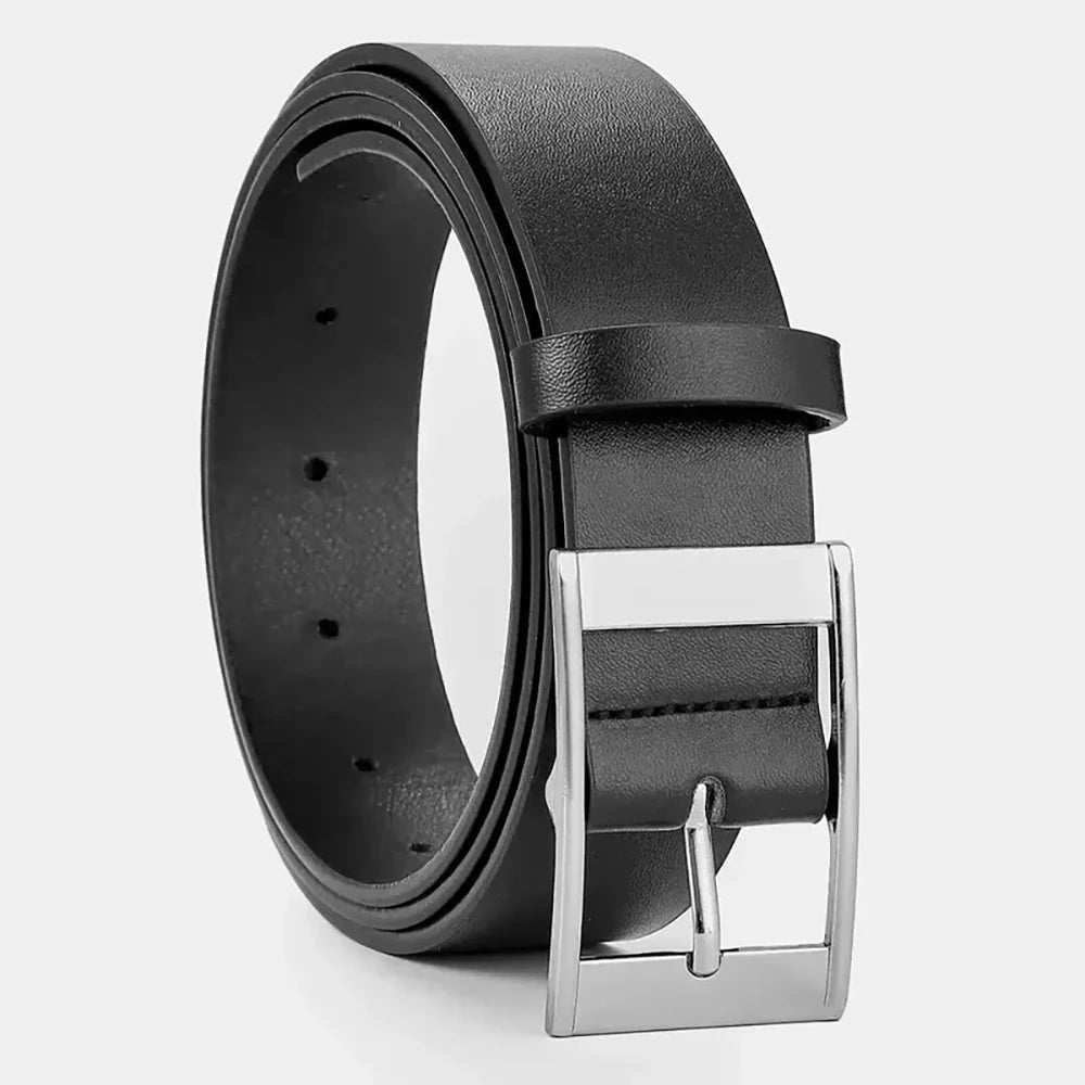 New Luxury Belt for Men PU Leather Belt Metal Pin Buckle High Quality Famous Brand Designer Waist Strap Belts for Jeans Men Belt - Slobuy
