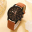 New Men Watch Luxury Bracelet Set Fashion Business Brown Leather Quartz Wrist Watches for Men Gift Set Relogio Masculino - Slobuy