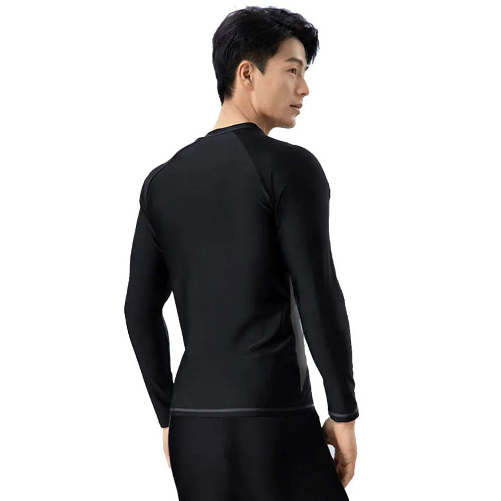 New Men's Quick-Drying Swimsuit Long-Sleeved Sun-proof Beach T-shirt Snorkeling Surfing Suit Water Sports Swimsuit Surfing Top - Slobuy