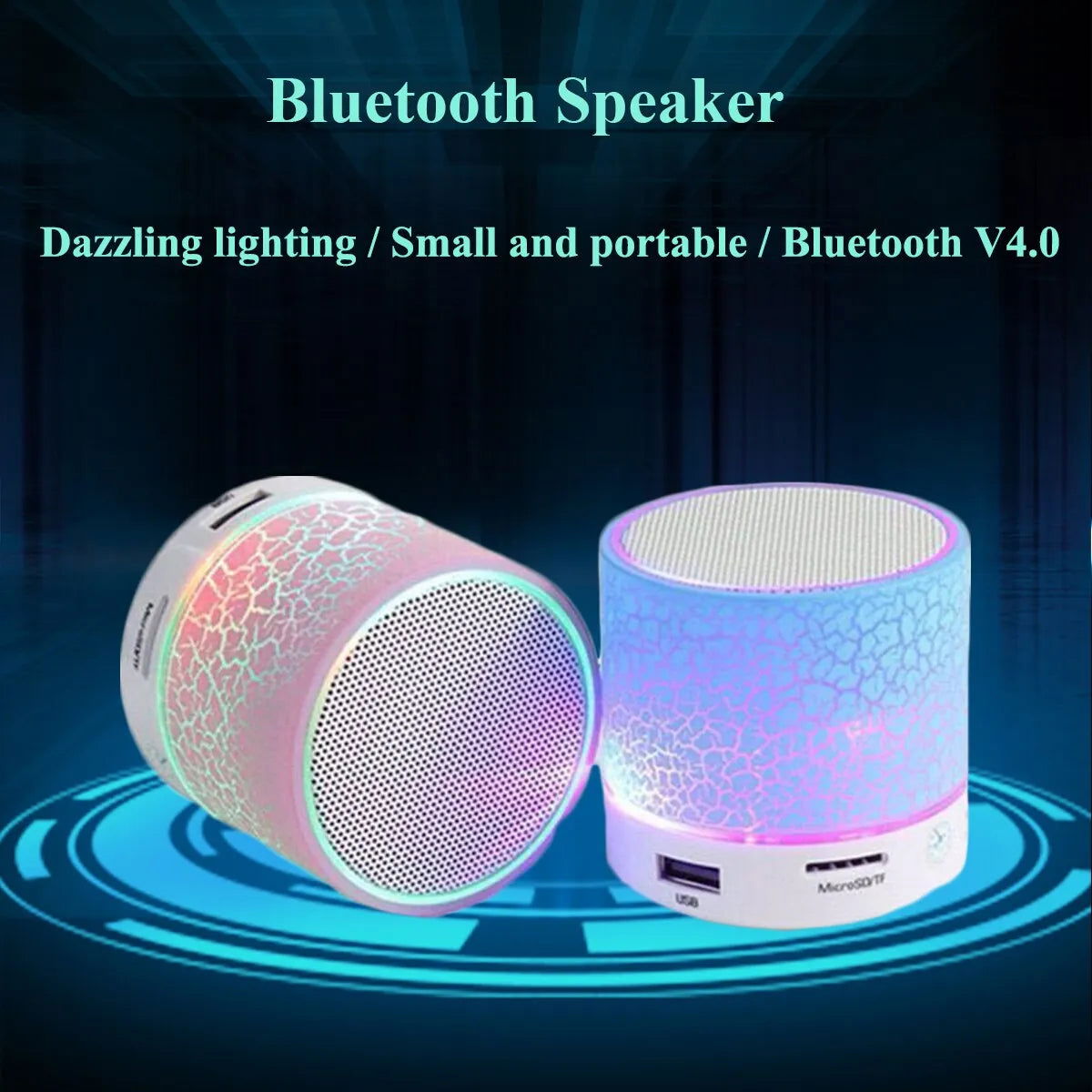 New Mini Portable Car Audio A9 Dazzling Crack LED Wireless Bluetooth 4.1 Subwoofer Speaker TF Card - Slobuy