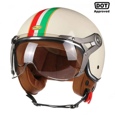 New Open Face 3/4 Motorcycle Helmet Retro Motorbike Helmets Vintage Chopper Capacete De Moto Bike Scooter With For Men Women DOT - Slobuy