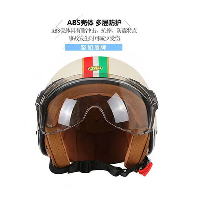 New Open Face 3/4 Motorcycle Helmet Retro Motorbike Helmets Vintage Chopper Capacete De Moto Bike Scooter With For Men Women DOT - Slobuy