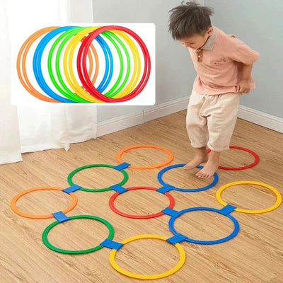 New Outdoor Kids Funny Physical Training Sport Toys Lattice Jump Ring Set Game 10 Hoops 10 Connectors for Park Play Boys Girls - Slobuy