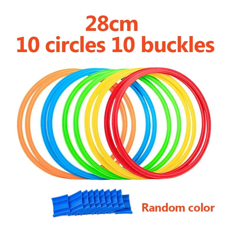 New Outdoor Kids Funny Physical Training Sport Toys Lattice Jump Ring Set Game 10 Hoops 10 Connectors for Park Play Boys Girls - Slobuy