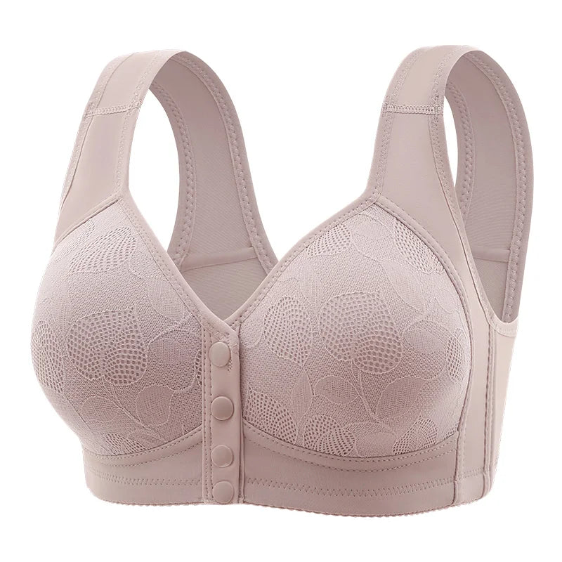 New Pregnant Women's Front Open Button Breastfeeding Bra Women's Large Steel Ring Free Bra Traceless Thin Comfortable Bra - Slobuy