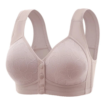 New Pregnant Women's Front Open Button Breastfeeding Bra Women's Large Steel Ring Free Bra Traceless Thin Comfortable Bra - Slobuy