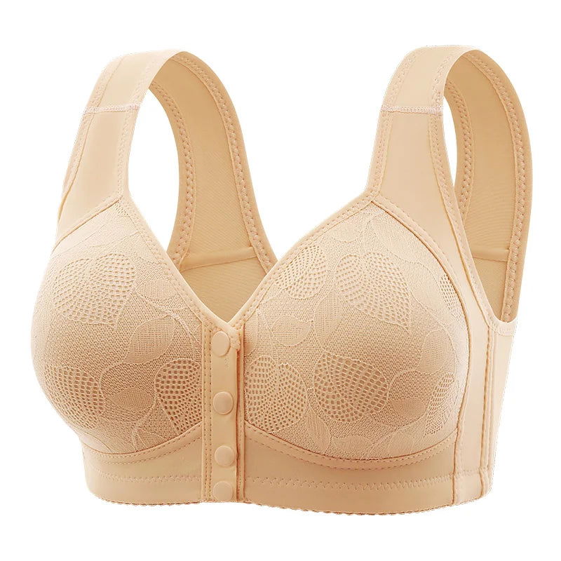 New Pregnant Women's Front Open Button Breastfeeding Bra Women's Large Steel Ring Free Bra Traceless Thin Comfortable Bra - Slobuy