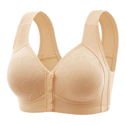New Pregnant Women's Front Open Button Breastfeeding Bra Women's Large Steel Ring Free Bra Traceless Thin Comfortable Bra - Slobuy