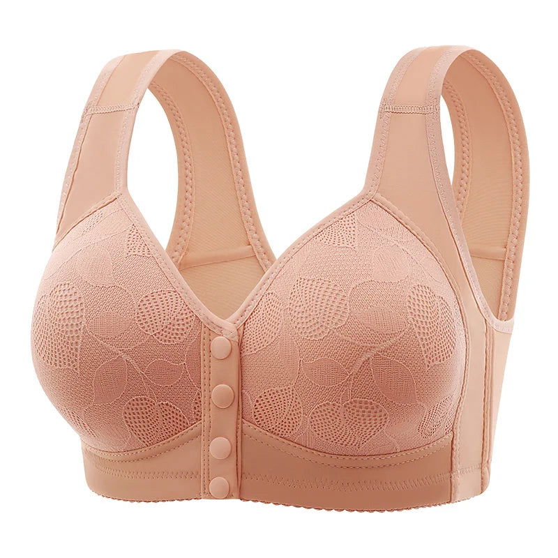 New Pregnant Women's Front Open Button Breastfeeding Bra Women's Large Steel Ring Free Bra Traceless Thin Comfortable Bra - Slobuy