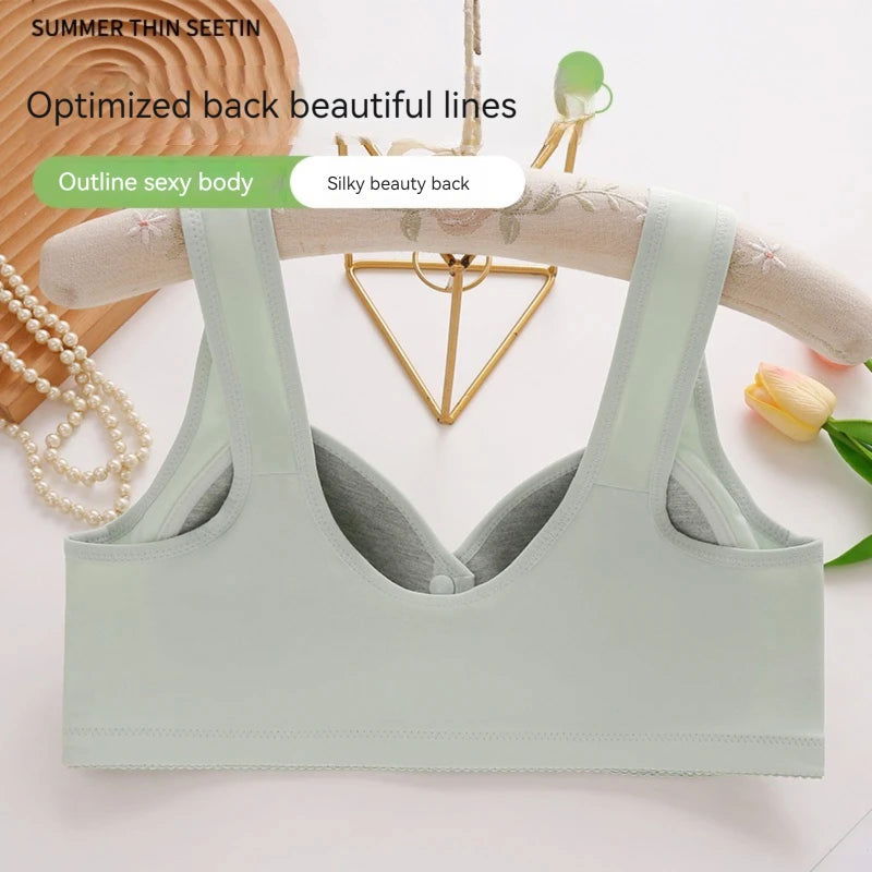 New Pregnant Women's Front Open Button Breastfeeding Bra Women's Large Steel Ring Free Bra Traceless Thin Comfortable Bra - Slobuy
