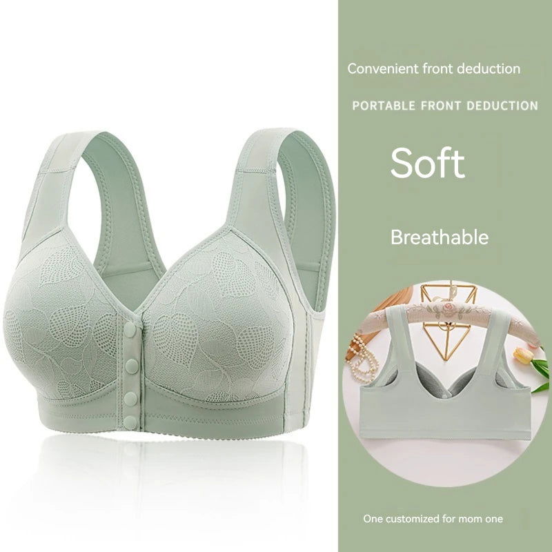 New Pregnant Women's Front Open Button Breastfeeding Bra Women's Large Steel Ring Free Bra Traceless Thin Comfortable Bra - Slobuy
