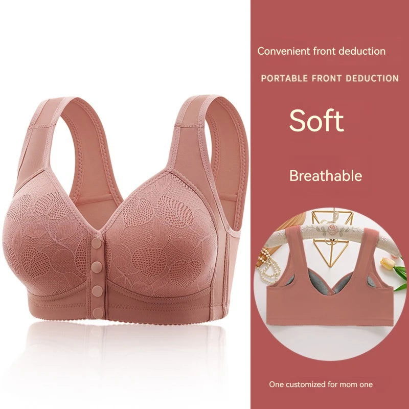 New Pregnant Women's Front Open Button Breastfeeding Bra Women's Large Steel Ring Free Bra Traceless Thin Comfortable Bra - Slobuy