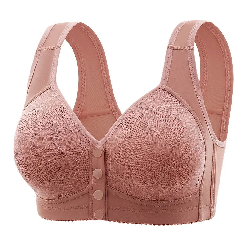 New Pregnant Women's Front Open Button Breastfeeding Bra Women's Large Steel Ring Free Bra Traceless Thin Comfortable Bra - Slobuy