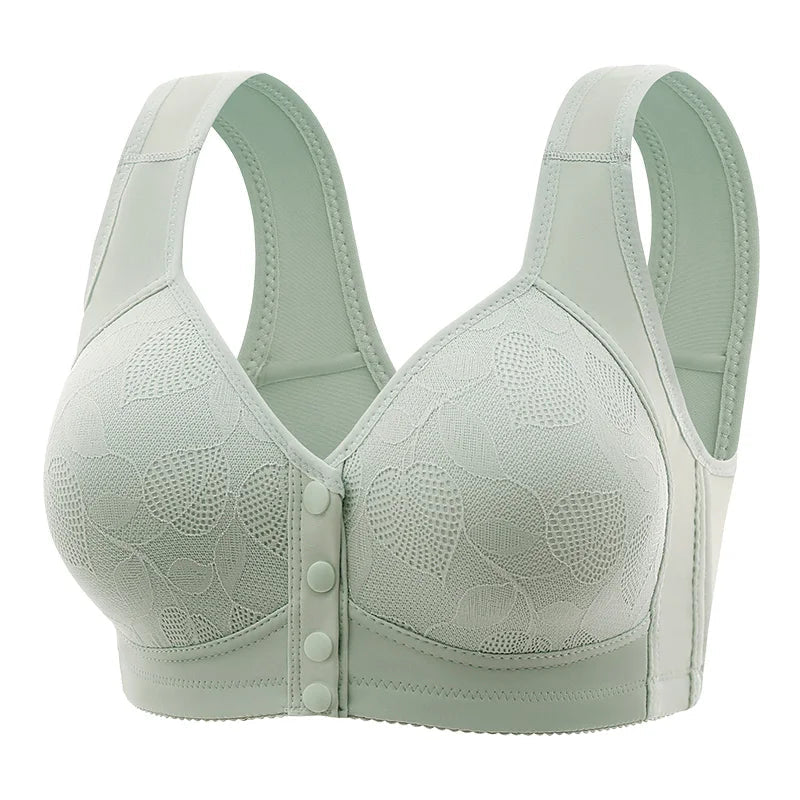 New Pregnant Women's Front Open Button Breastfeeding Bra Women's Large Steel Ring Free Bra Traceless Thin Comfortable Bra - Slobuy