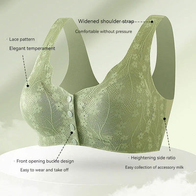 New Sexy Lace Without Steel Ring Front Buckle Thin and Seamless Pregnant Women Gather for Breastfeeding Bra Mom's Underwear - Slobuy