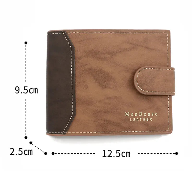 New Short Men Wallets Slim Card Holder Quality PU Leather Brand Male Wallet Small Photo Holder 3-fold Bag Frosted Men's Purses - Slobuy