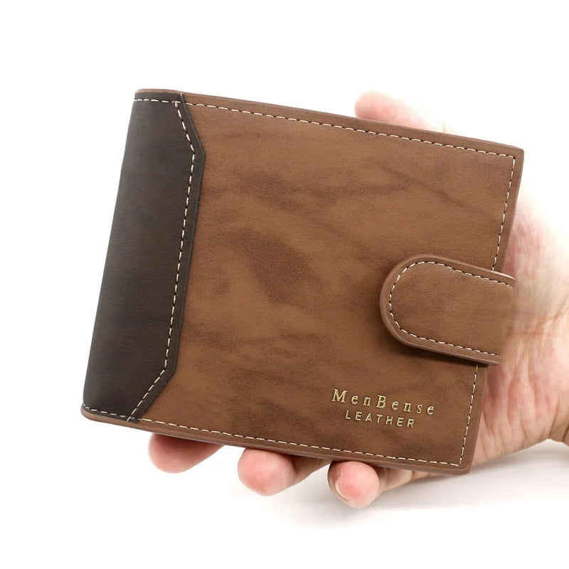 New Short Men Wallets Slim Card Holder Quality PU Leather Brand Male Wallet Small Photo Holder 3-fold Bag Frosted Men's Purses - Slobuy