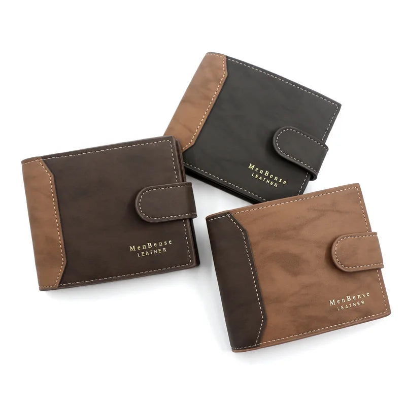 New Short Men Wallets Slim Card Holder Quality PU Leather Brand Male Wallet Small Photo Holder 3-fold Bag Frosted Men's Purses - Slobuy