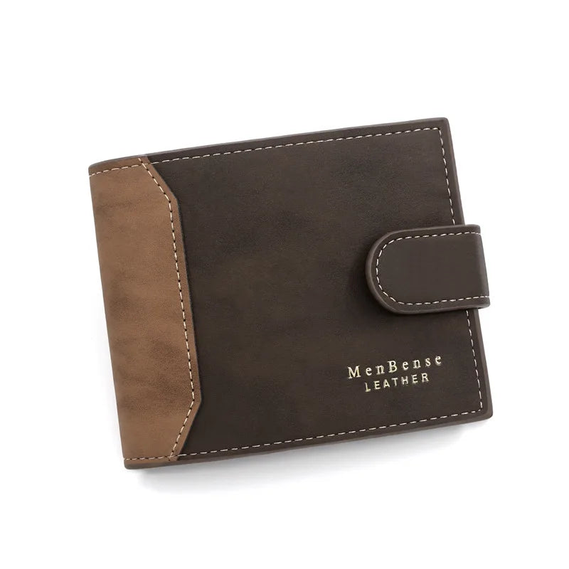 New Short Men Wallets Slim Card Holder Quality PU Leather Brand Male Wallet Small Photo Holder 3-fold Bag Frosted Men's Purses - Slobuy