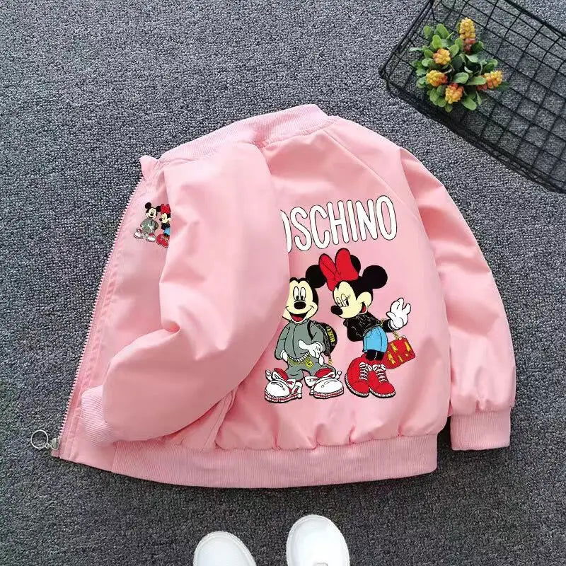 New Spring Baby Boys Girls Jacket Fashion Cartoon Mickey Minnie Mouse Print Outerwear for Kids Clothes Children Windbreaker Coat - Slobuy